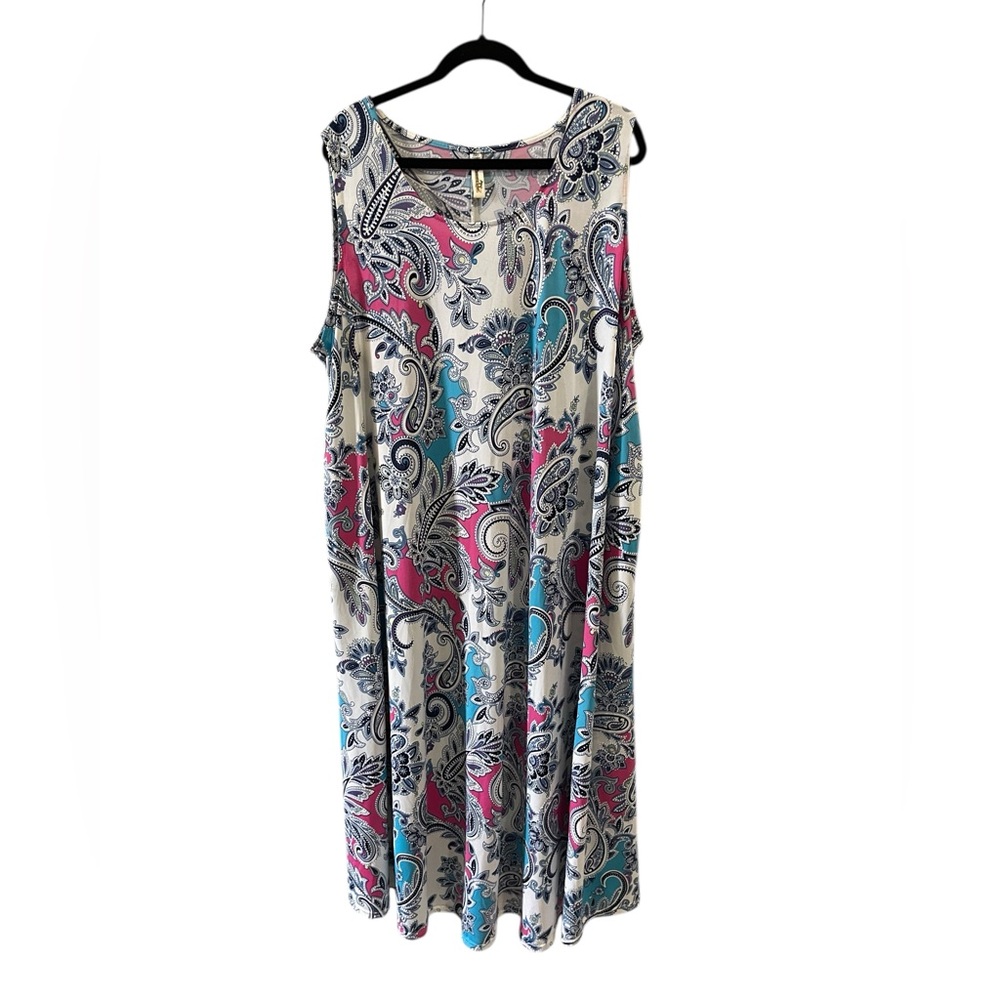 Shoreline beach Paisley Print Sleeveless maxi Dress 3XL